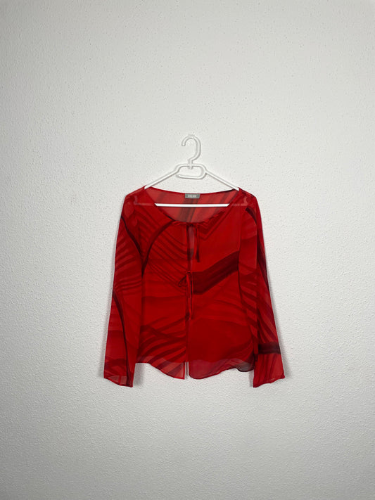 Vintage Y2K Red Tie Front Blouse