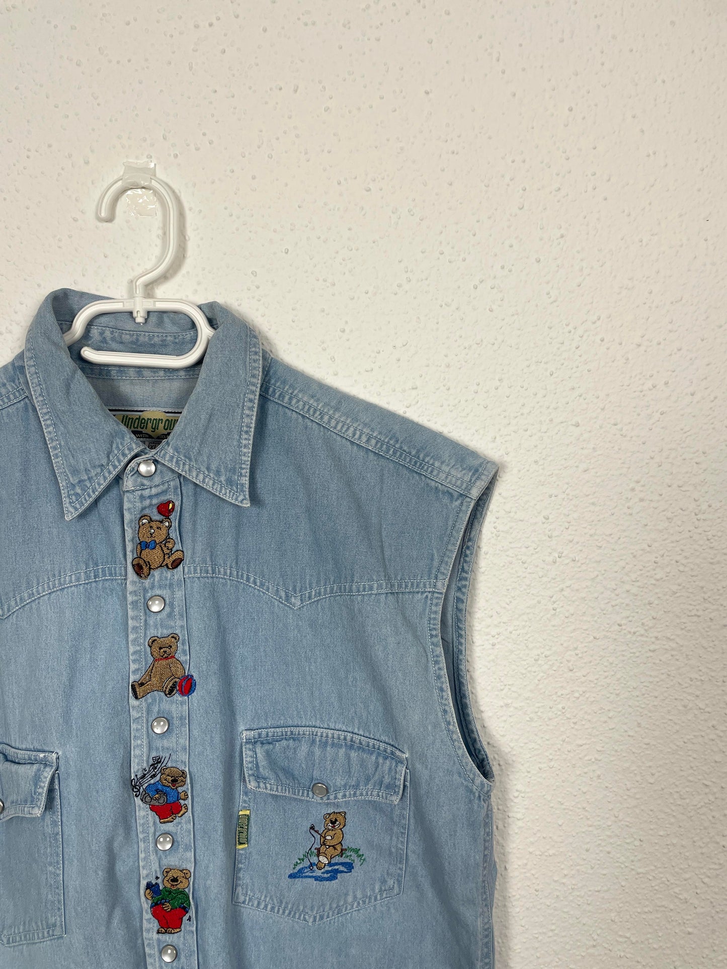 Vintage 90s denim teddy vest