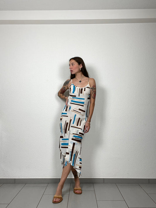 Vintage Extreme Geometric Slip Dress Y2K