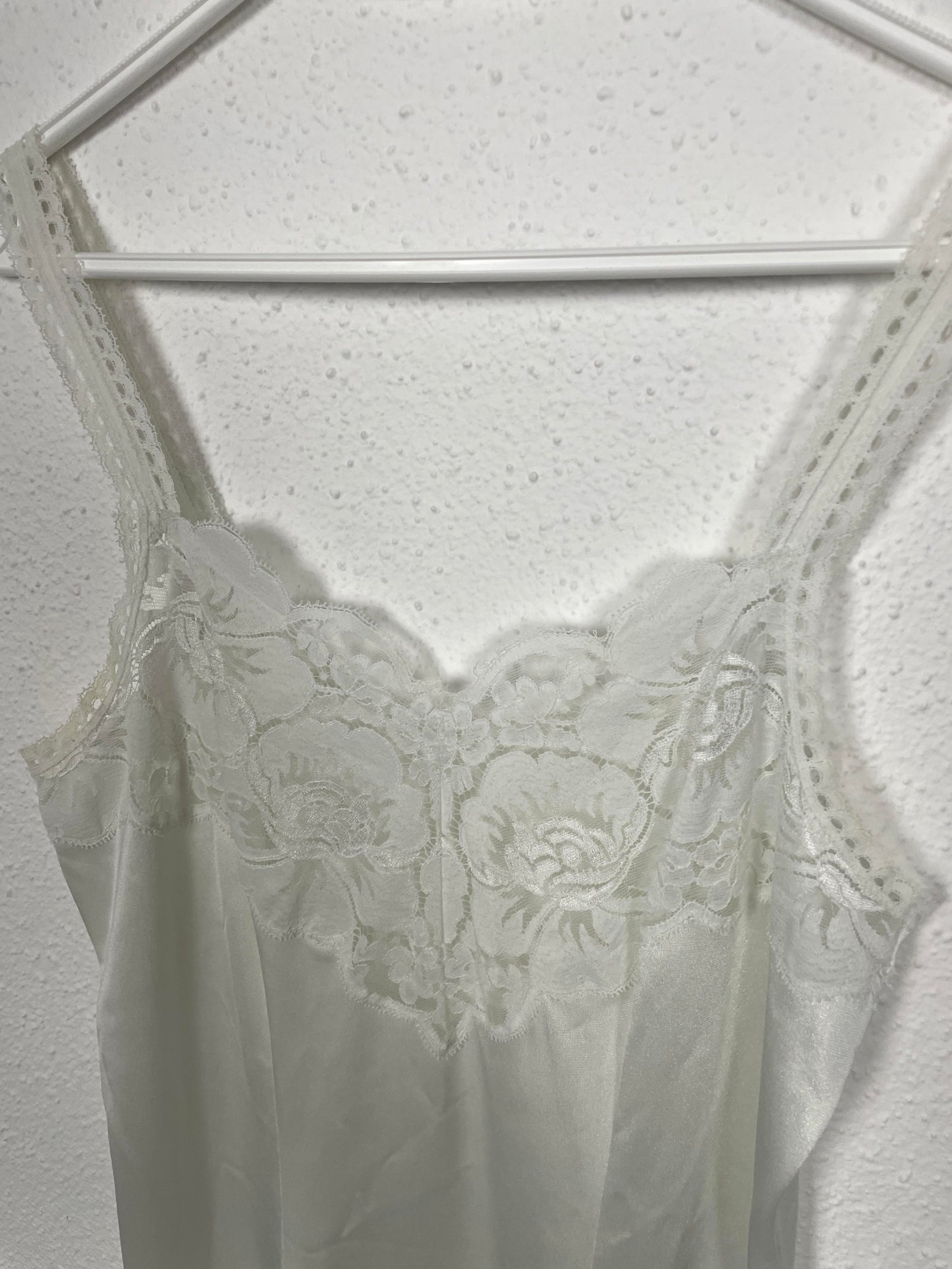 Ivory Satin Vintage Slip Dress with Lace Detail