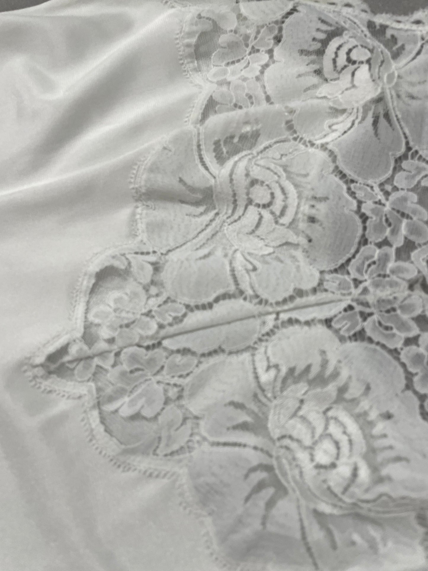 Ivory Satin Vintage Slip Dress with Lace Detail