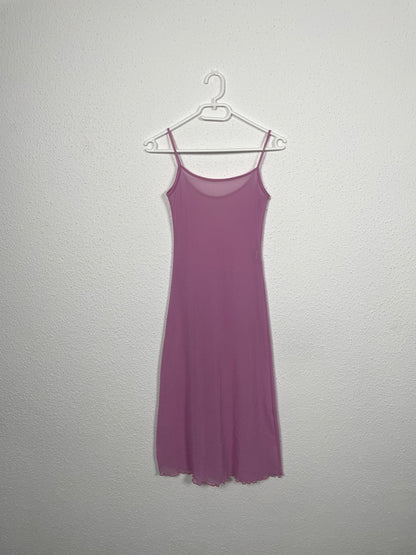 Y2K vintage lilac mesh midi dress