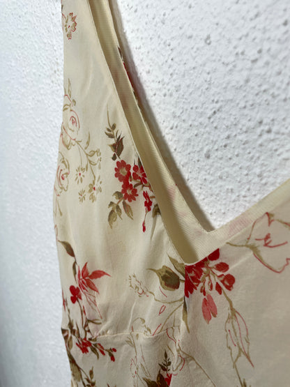 Vintage Italian Silk Floral Slip Dress