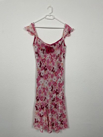 Y2K Pink Floral Midi Dress