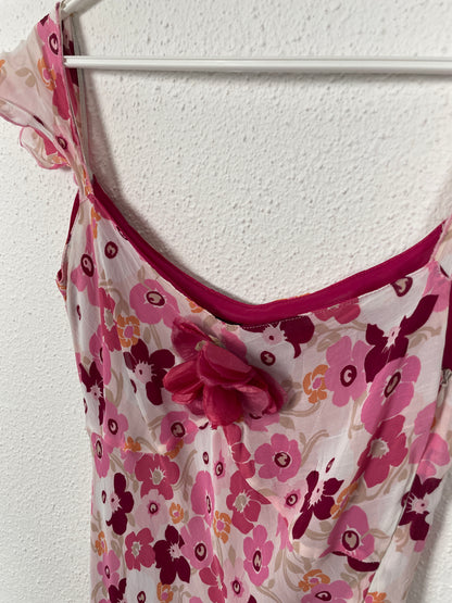 Y2K Pink Floral Midi Dress