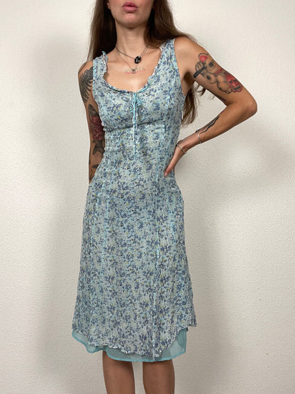 Vintage 00s Blue Floral Dress