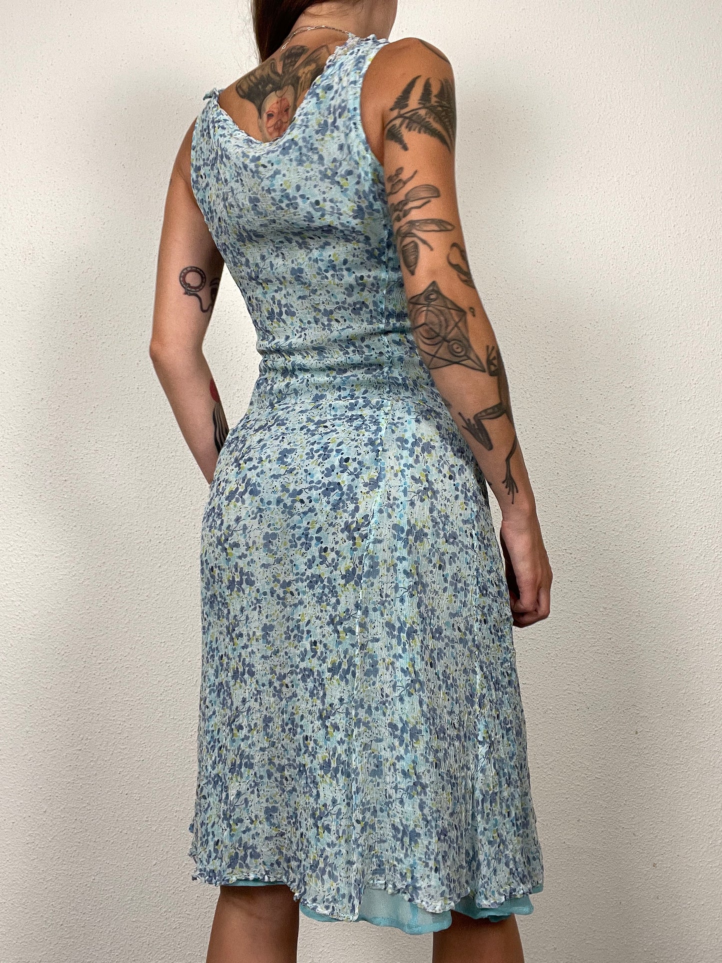 Vintage 00s Blue Floral Dress