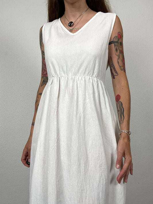 White Sleeveless Maxi Dress