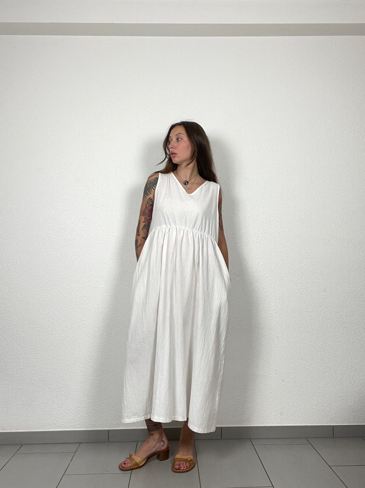 White Sleeveless Maxi Dress