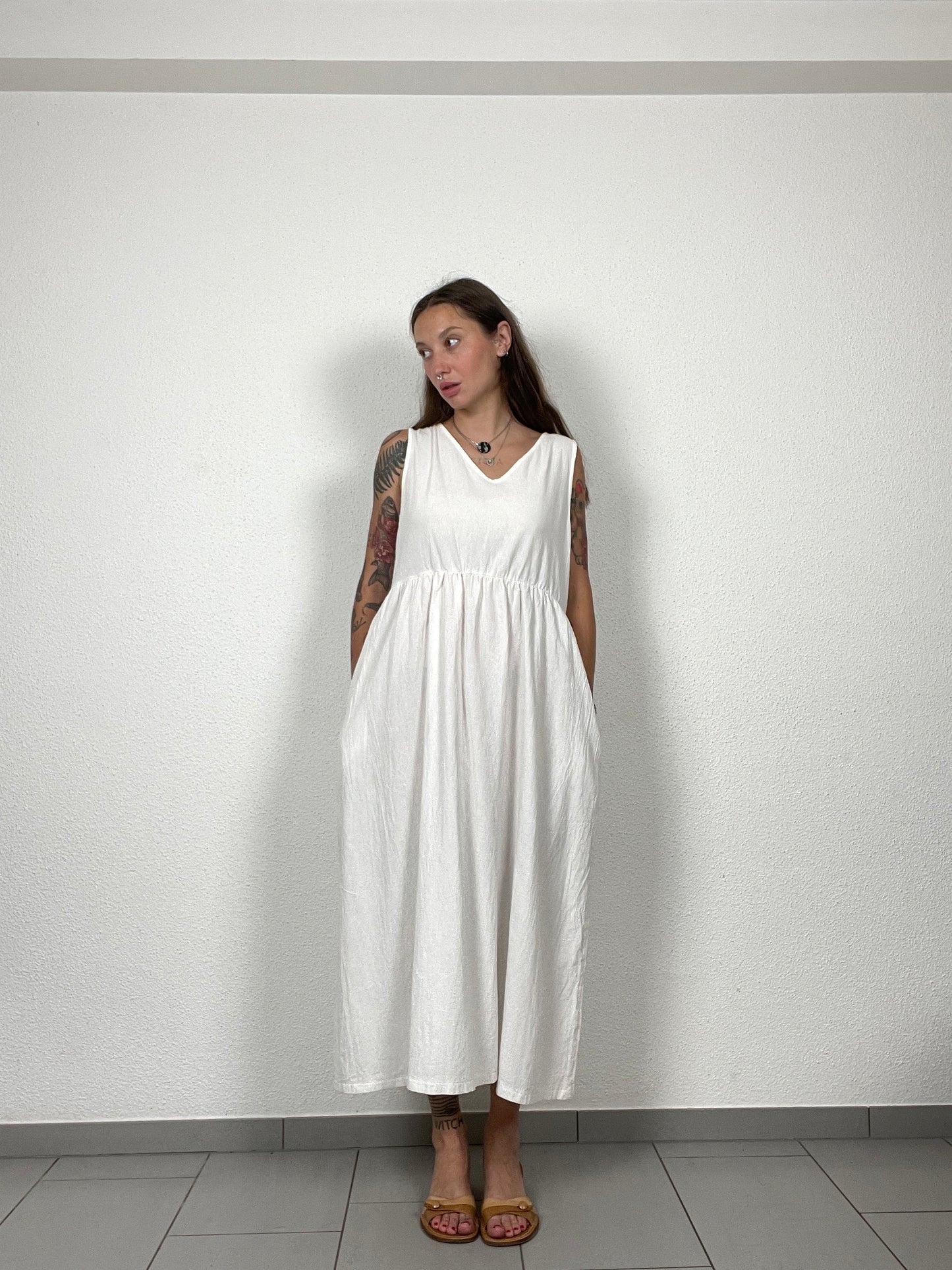 White Sleeveless Maxi Dress