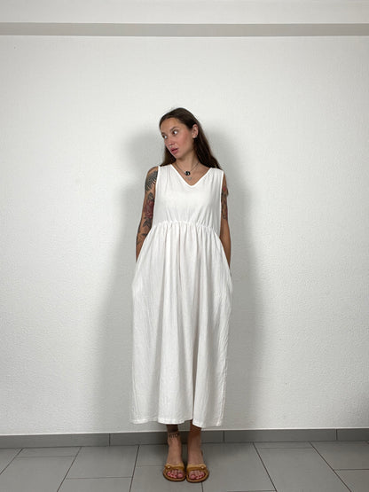 White Sleeveless Maxi Dress