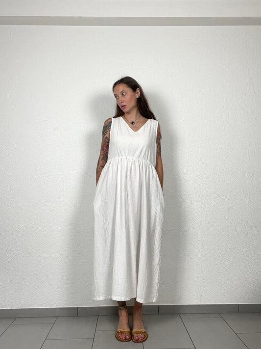 White Sleeveless Maxi Dress