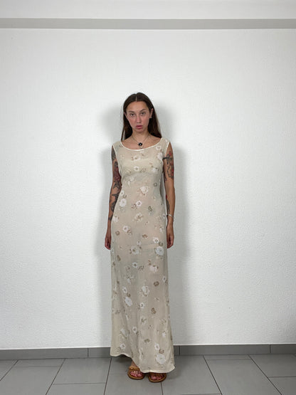 Vintage Floral Viscose Maxi Dress