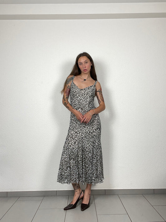 Vintage Leopard Print Fit and Flare Dress