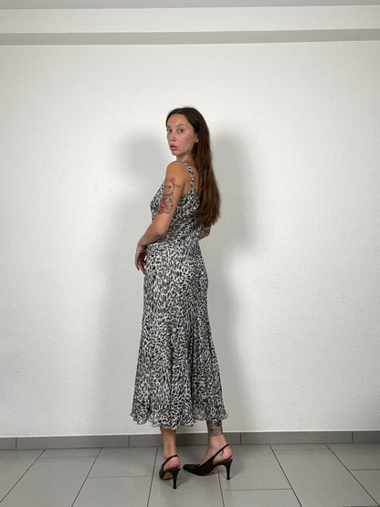 Vintage Leopard Print Fit and Flare Dress