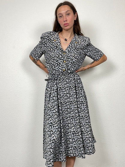 Vintage Floral Midi Dress