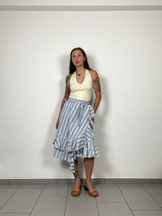 JW Anderson x Uniqlo Blue Striped Ruffle Wrap Skirt
