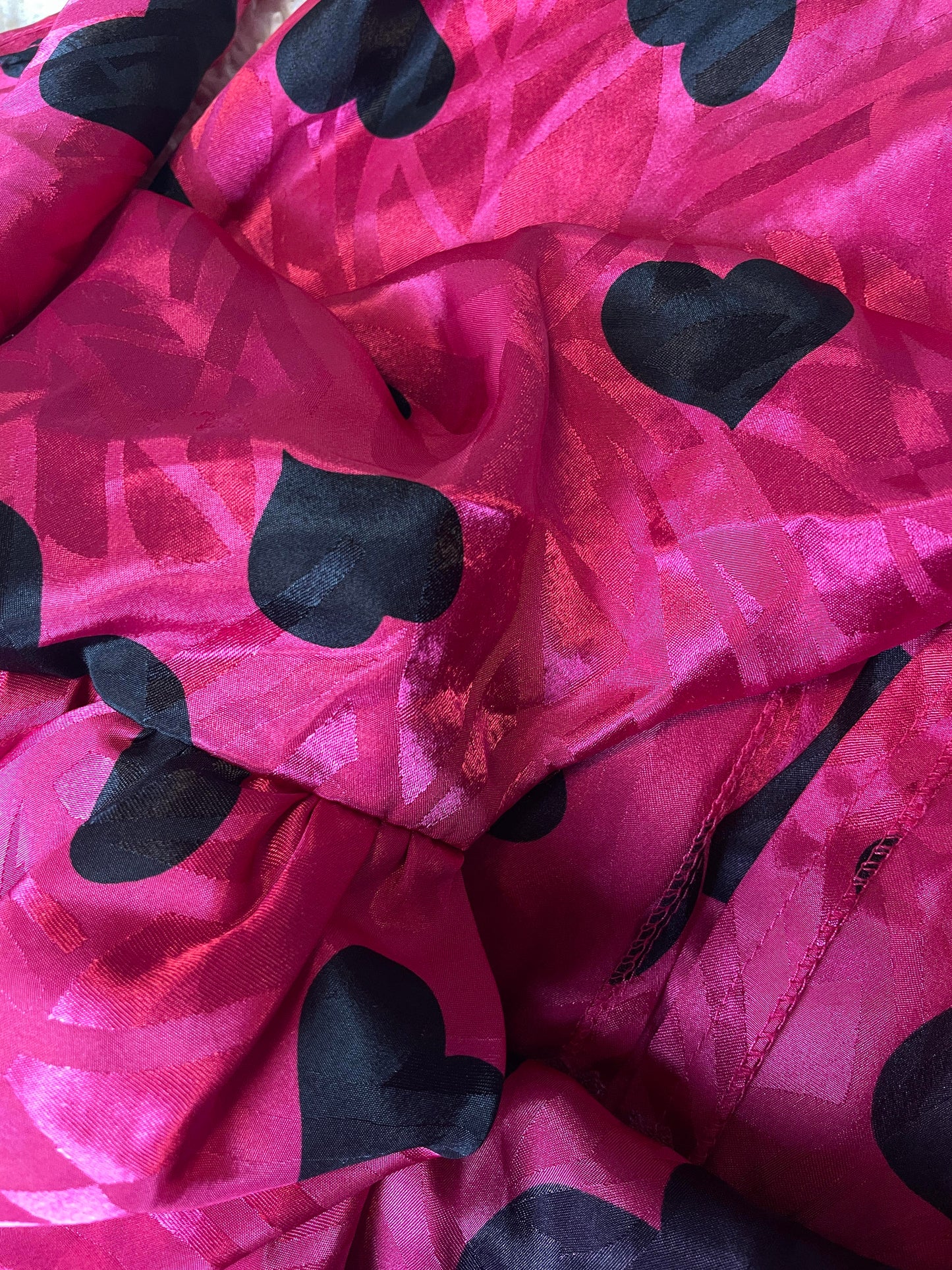 Vintage 80s Heart Print Midi Pink Dress