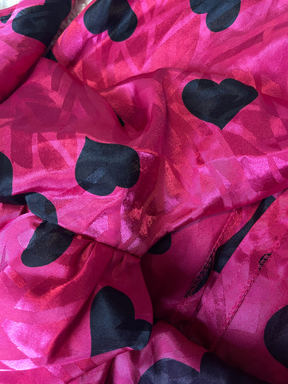 Vintage 80s Heart Print Midi Pink Dress