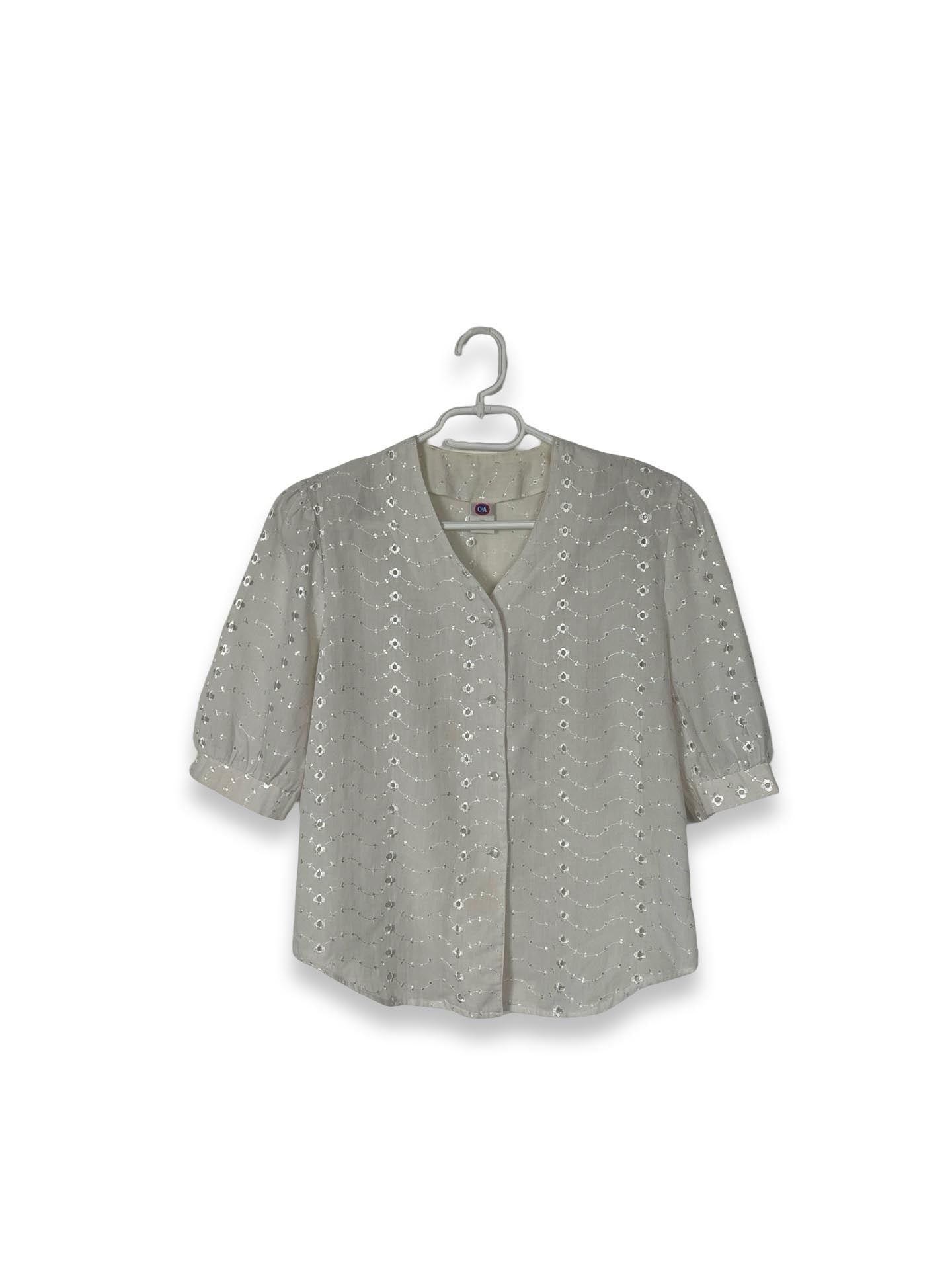 Vintage White Embroidered Blouse