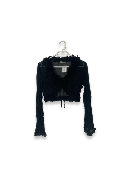 Vintage Black Ruffled Blouse