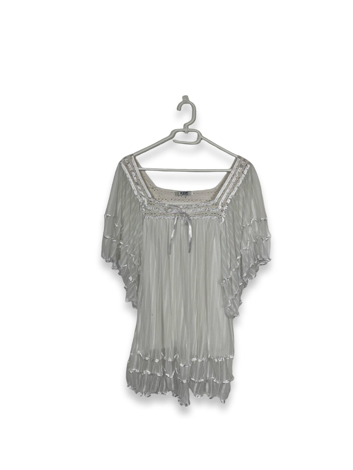 KDK London White Ruffle Tunic