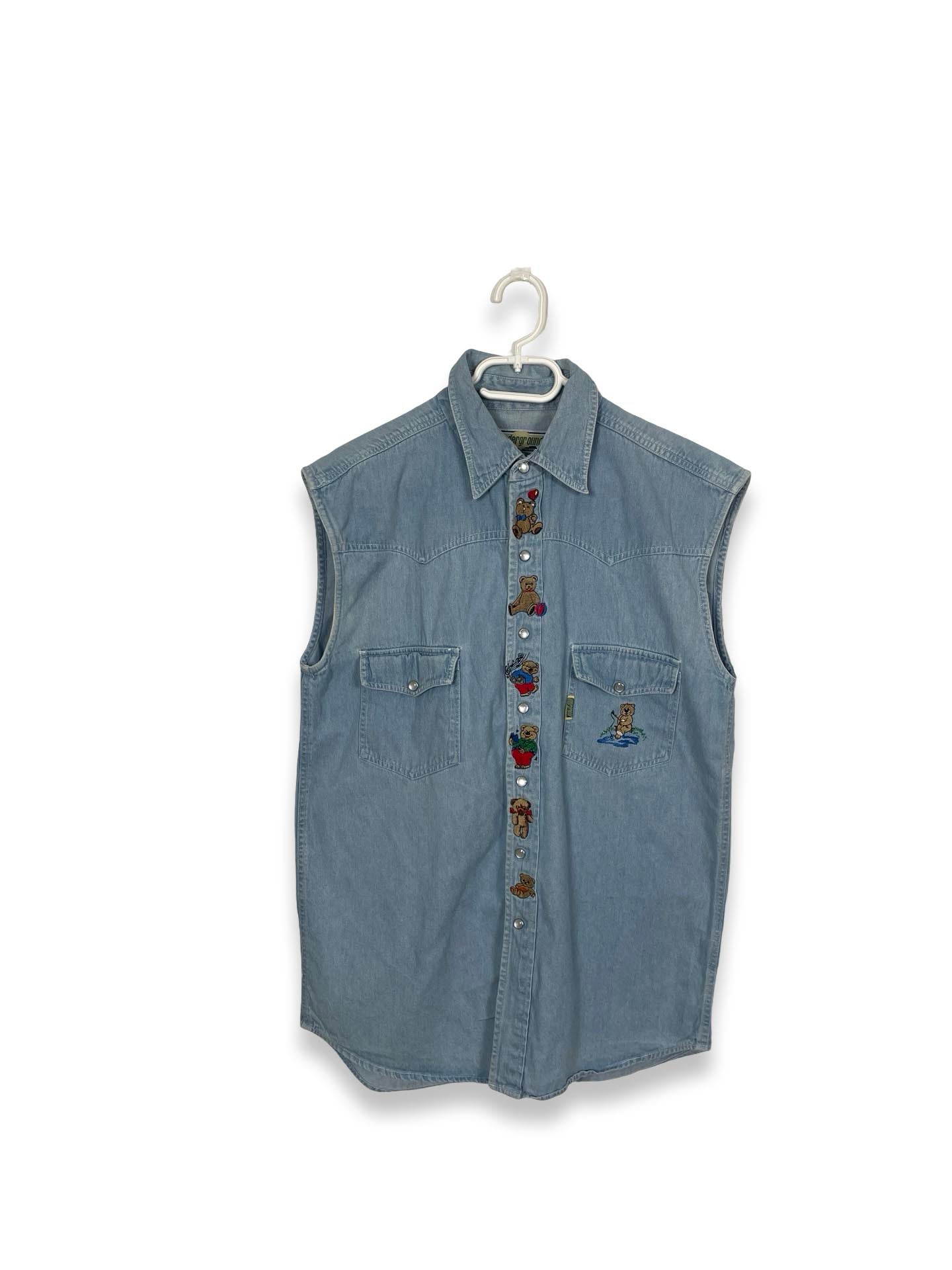 Vintage 90s denim teddy vest