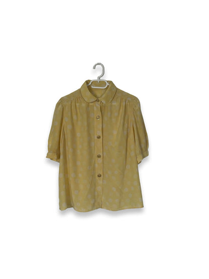 Vintage Yellow Polka Dot Silk Shirt