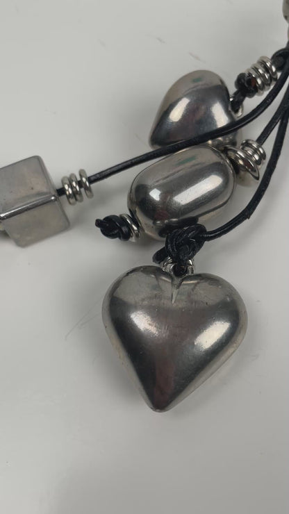 Vintage Y2K Silver Pendant Necklace with Charms